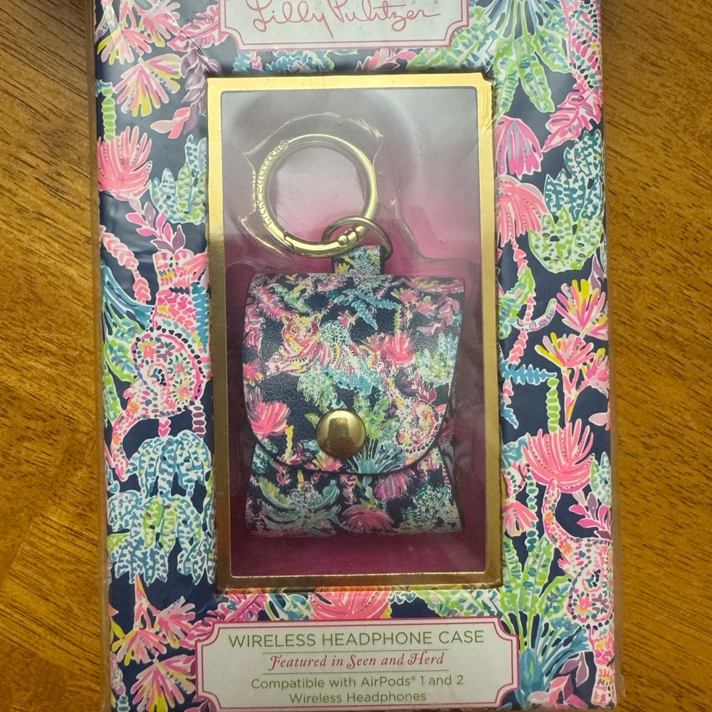 Lilly Pulitzer Floral Airpod Carrier in Oyster Bay Navy Seen and herd